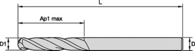 GOmill™ GP • Ball Nose • 2 Flutes • Plain Shank • Inch