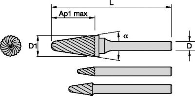 Series SL Included Angle • Single-Cut Burs • Inch