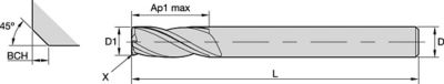 GP End Mills • Series D003 D013 • Chamfered • 3 Flute • Metric