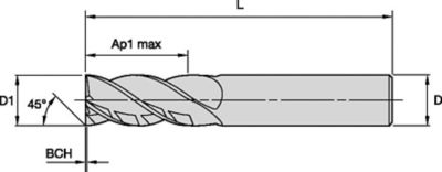 HARVI™ I TE • Chamfered • 4 Flutes • Plain Shank • Inch