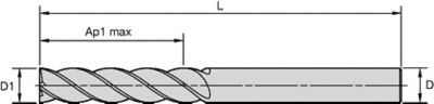 VariMillTM Xtreme • Square End • 4 Flutes • Long • Cylindrical Shank • Inch