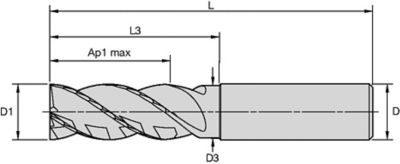 VariMill™ XTREME™ • Series 4XNE • Square End • 4 Flute • Necked • Cylindrical Shank • Metric