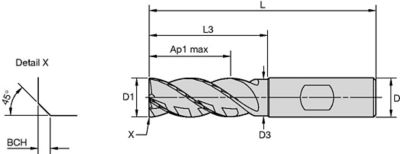 VariMill™ XTREME™ • Series 4XNE • Chamfered • 4 Flute • Necked • Weldon® Shank • Metric