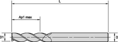 ALUFLASH • Series 3A19 • Square End • 3 Flute • Medium Length • Cylindrical Shank • Inch