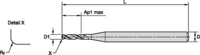 ALUFLASH • Series 2A09 • Radius • 2 Flute • Regular Length • Cylindrical Shank • Metric