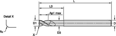 ALUFLASH • Series 2AL9 • Radius • 2 Flute • Regular Length • Medium Neck • Cylindrical Shank • Inch