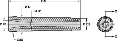 SN159-AP 50mm Series Blast Nozzles • Conventional Long Venturi • BP200 SiAlON • Wide Entry