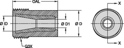 T121-AP 50mm Series Blast Nozzles • Short Venturi • Tungsten Carbide