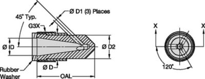 T045 Series Reverse Outlet Blast Nozzles • Angle Nozzles • Tungsten Carbide