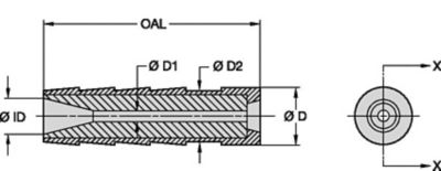 B131 25mm Series Blast Nozzles • Special Venturi • Boron Carbide • Stick-Up