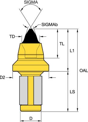 Rotating Tungsten Carbide Pick • 22mm (.87 in) Shank