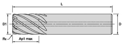 HARVI™ IV • Radiused • 8 Flutes • Internal Coolant • Plain Shank • Inch