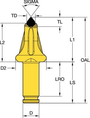 Rotating tungsten carbide pick • 30mm (1.18") Shank-External Hairpin Retainer • Cap Tip for abrasive conditions