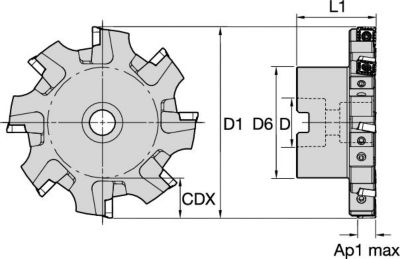 KSSM™ Slotting Cutters - IC 10 - Adjustable (Shell Mounting - Half-Side Cutting - Right Hand - 14 mm) • Metric