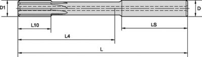 HP Reamers for Blind Holes • 4,16–14,15mm (.164–.557") • K10F • K10F-DCFD • "HA" Shank