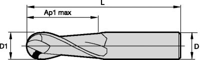 Series 4A01 - 4A41 • Ball Nose • 2 Flutes • Cylindrical Shank • Inch