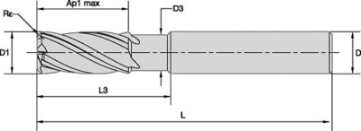VariMill I • Series 47N7 • Square End • Neck • 4 Flute • Metric